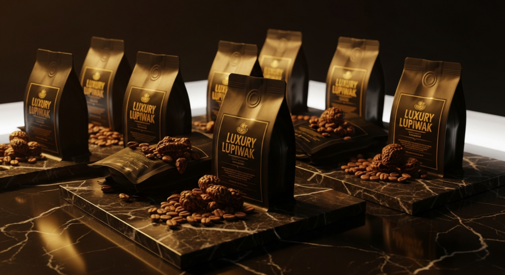 Premium kopi luwak coffee products display for online shop